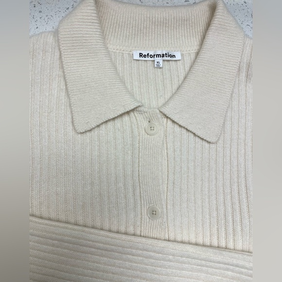 NEW Reformation Fantino Cashmere Collared Cardigan In Gossamer Size XL - Picture 11 of 17